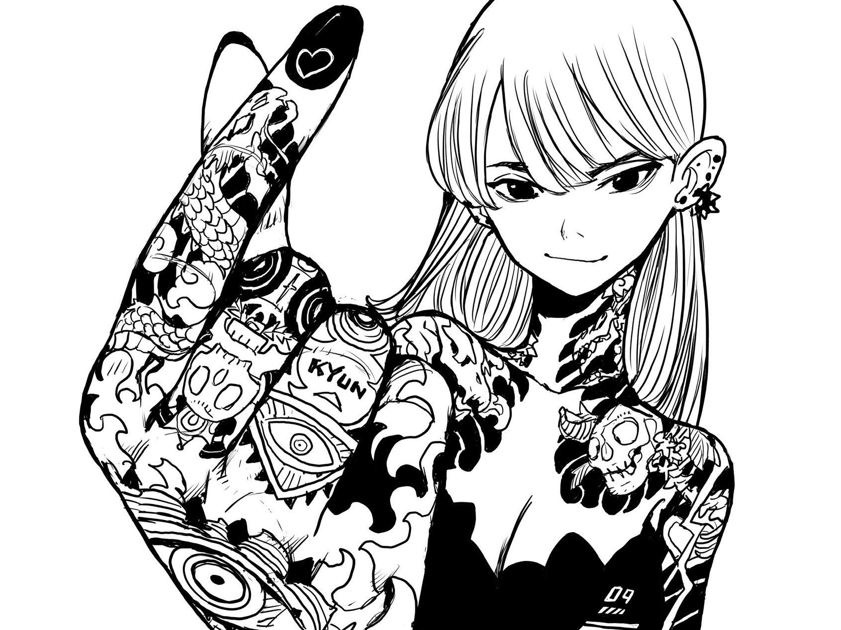 acky-bright-cleavage-monochrome-tattoo-1090639-yande-re